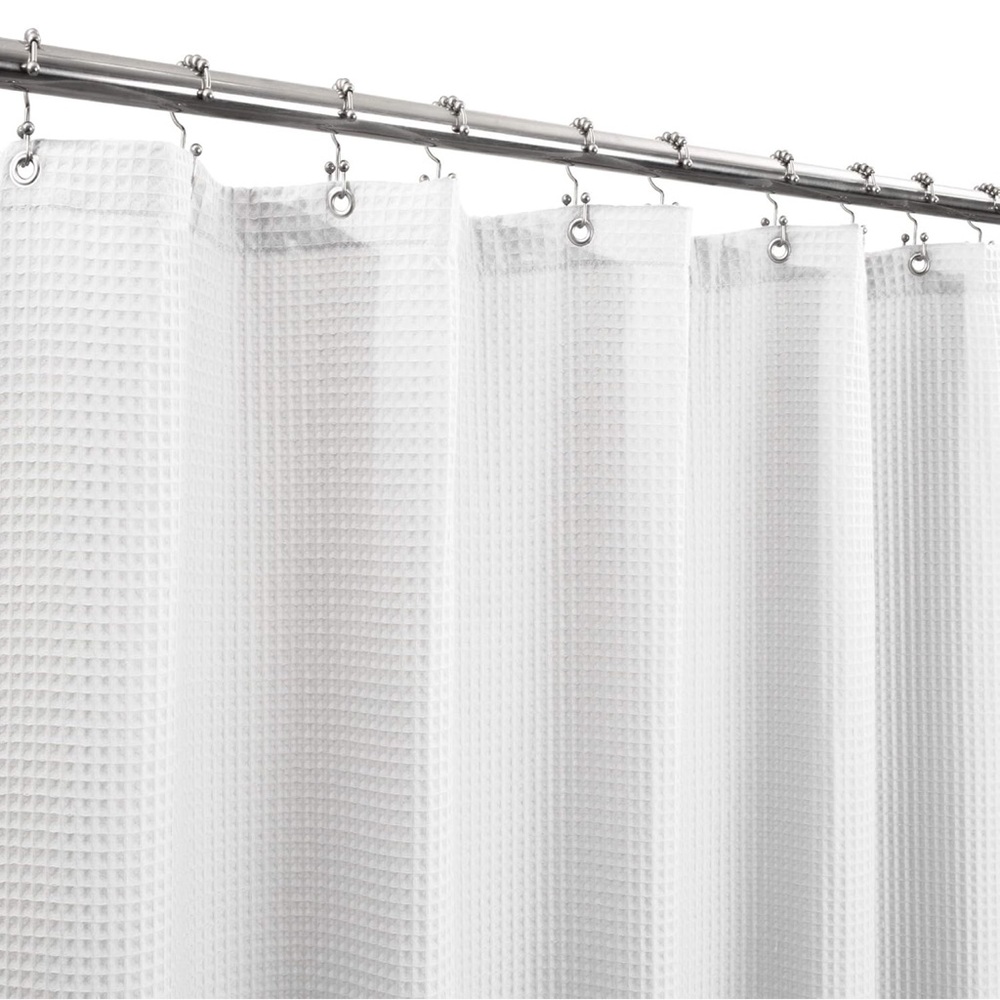 Amazon White Cotton Honeycomb Waffle Shower Curtain 72x75 Hotel Luxury Washable